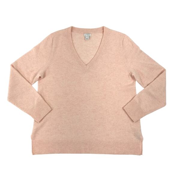 J.CREW 100% Cashmere V-Neck Sweater Women L Peach Lightweight Old Money Office - Picture 2 of 11